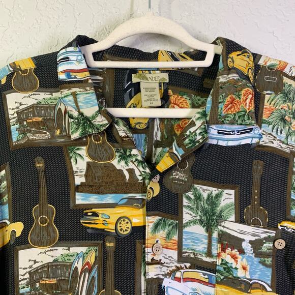 ISLANDER Men's Mustang & Guitar Short Sleeve Button Down‎ Hawaiian Shirt Size 3X - Picture 2 of 10
